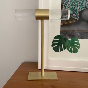 Large T-bar jewelry stand in antique brass